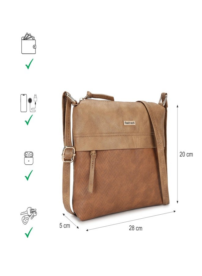 Fastrack Sling Bag For Women | Faux Leather Sling With Textured Design | Multi-Pocketed Crossbody With Adjustable and Comfortable Strap | Trendy Handbags For Women | - Image 4